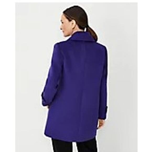 NWT Ann Taylor Wool Blend Notched Collar Peacoat in Ultraviolet Size M - Picture 3 of 3